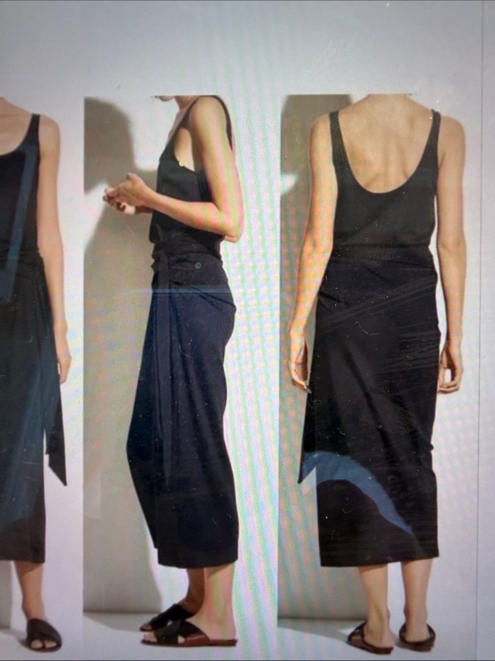Vince Black Midi/ Maxi Tank Dress with Waist Tie, like new,L 52”